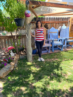 USA Stripe Tank with Star Pocket & Bow