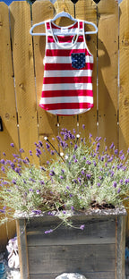 USA Stripe Tank with Star Pocket & Bow