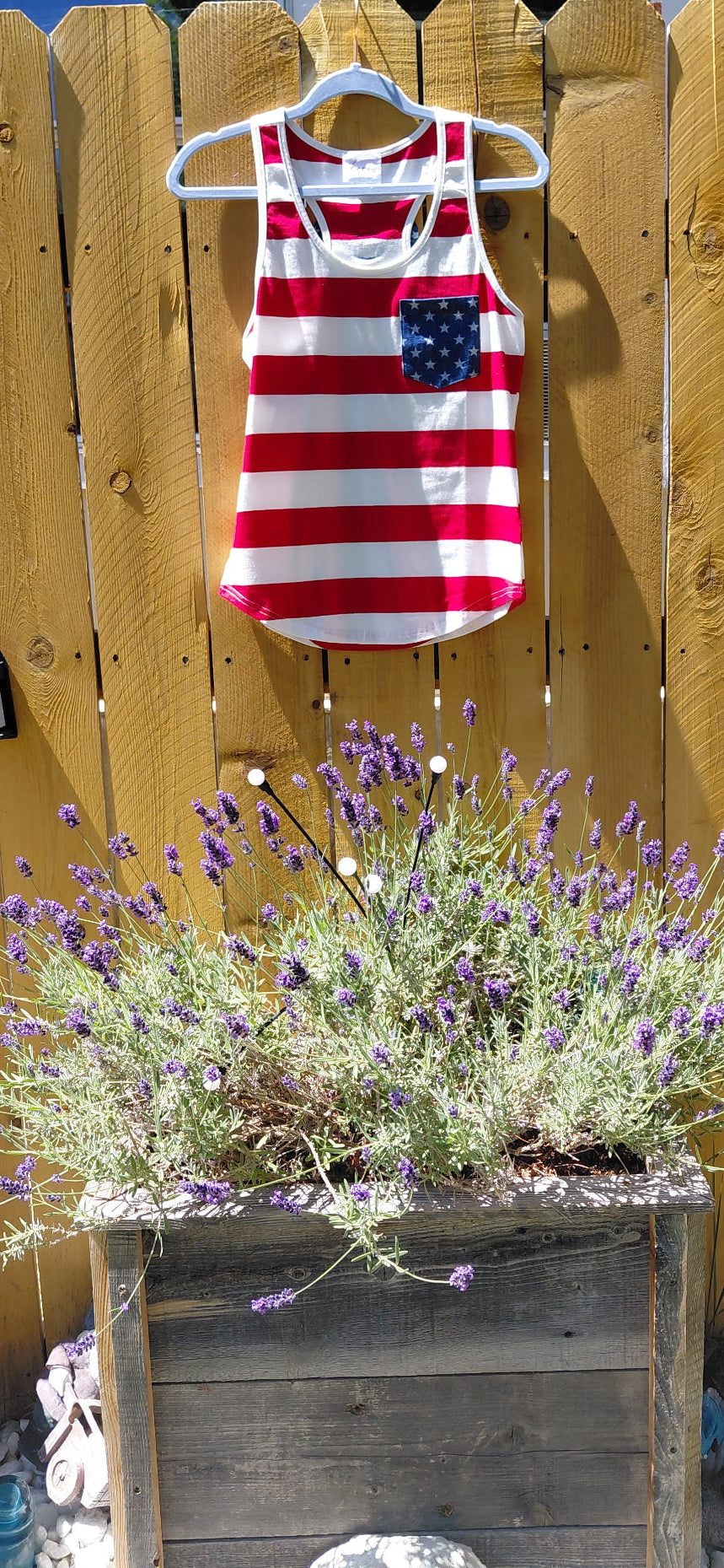 USA Stripe Tank with Star Pocket & Bow
