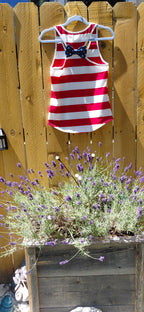 USA Stripe Tank with Star Pocket & Bow