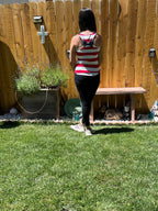 USA Stripe Tank with Star Pocket & Bow