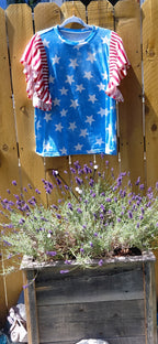 Star Striped Ruffle Sleeve