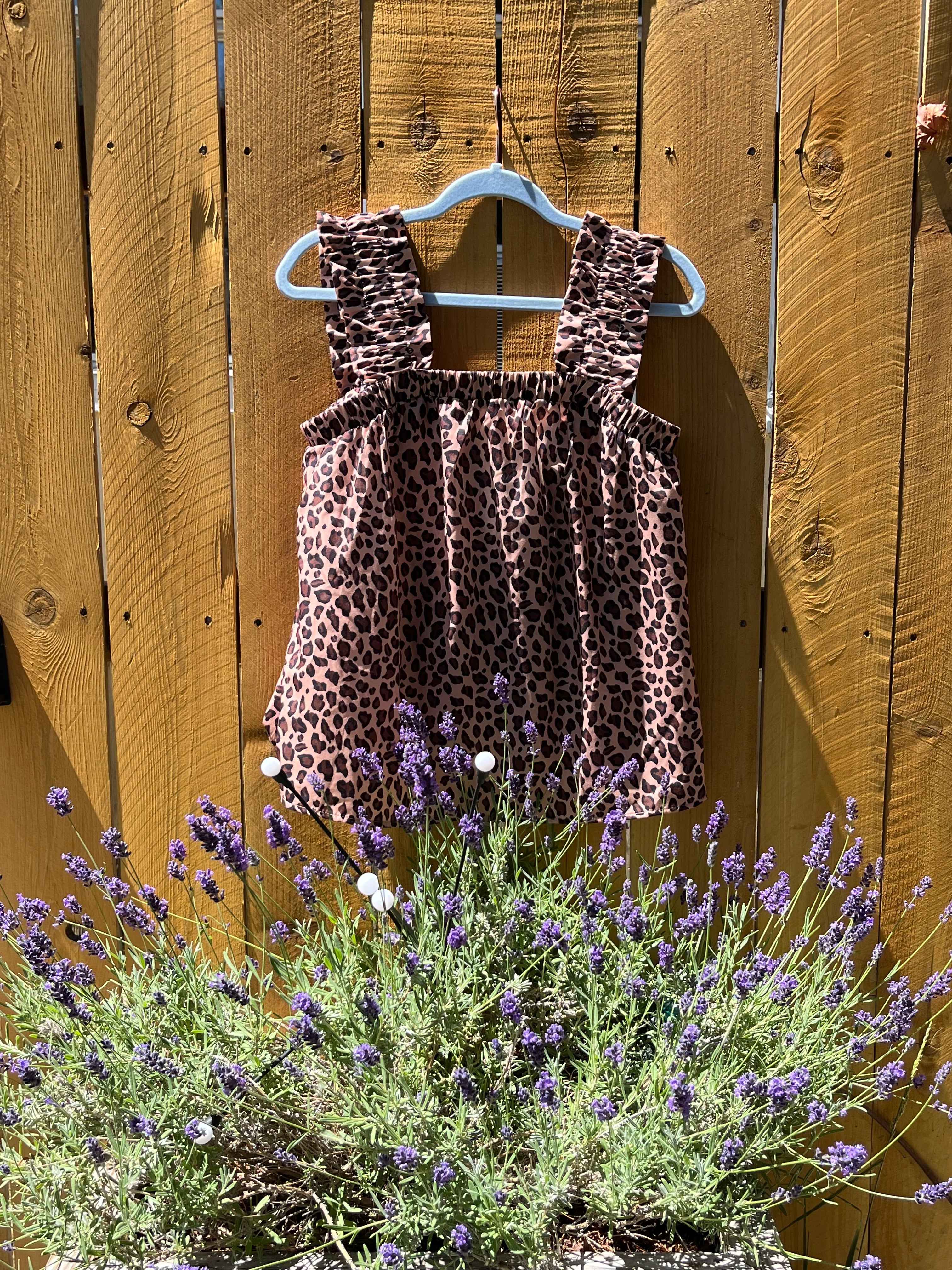 Leopard Print Frilled Square Neck Tank Top
