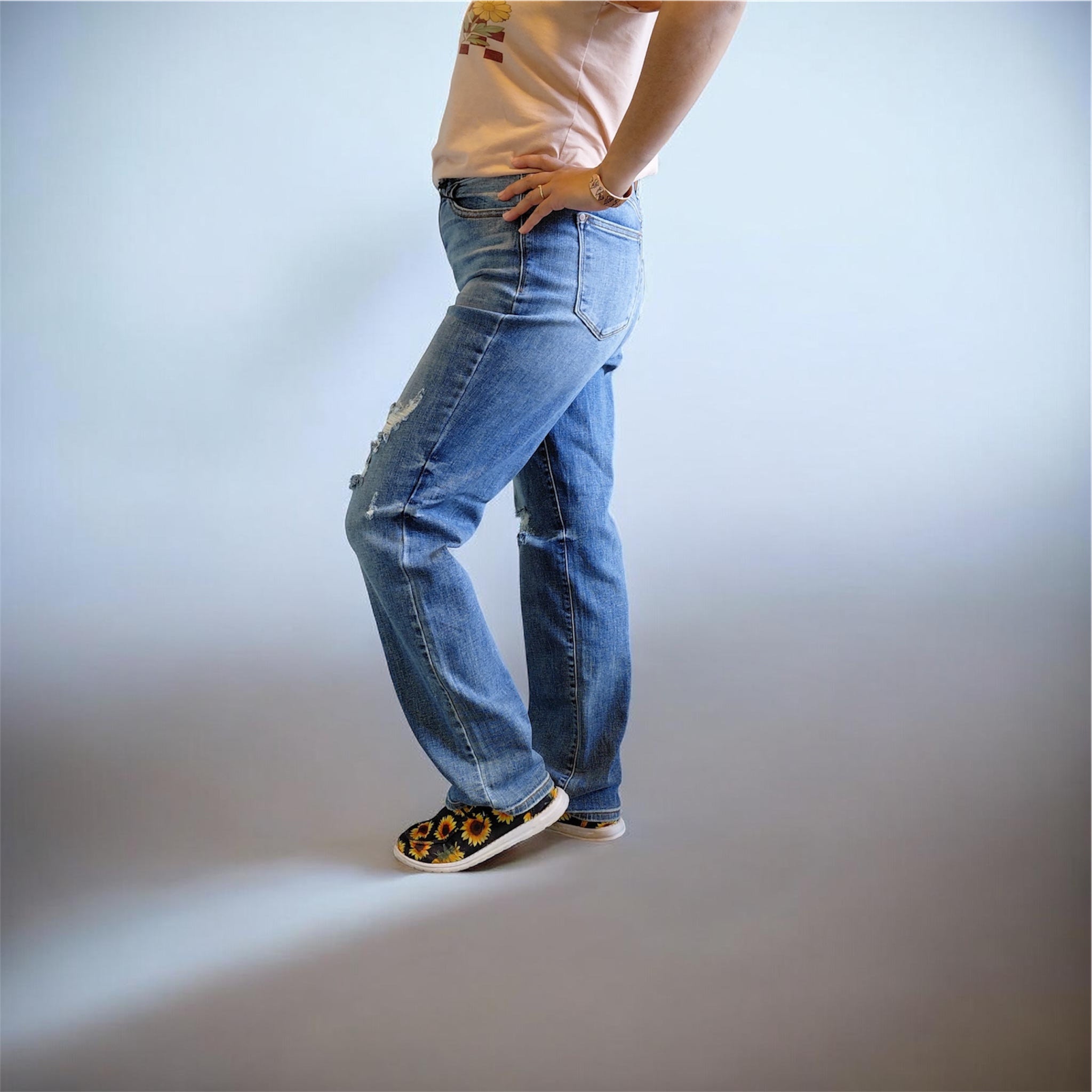 Women's High Waisted Dad Straight Jean